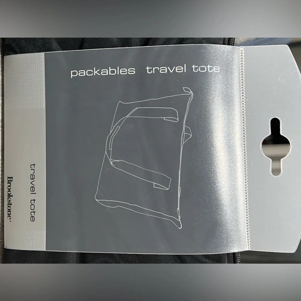 Brookstone Black Packables Travel Tote 19.5x13x5.75. NWT